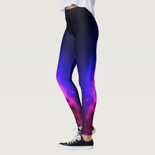 Pink  Purple Cloudy Nebula Milky Way Galaxy Space Leggings