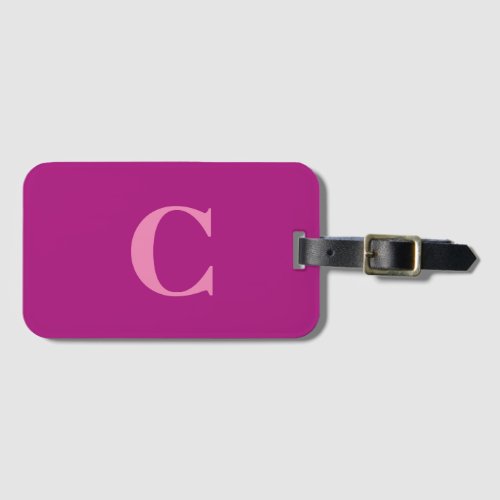 Pink Purple Colorful Monogram Initial Gift Favor Luggage Tag