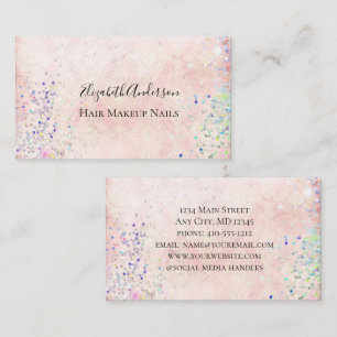 Pink Purple Confetti Girly Trendy Sparkle Business Card