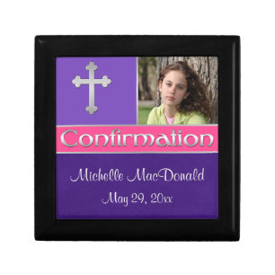 Pink, Purple Confirmation Keepsake Jewelry Box