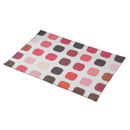 Pink Purple Coral Red Round Squares Art Pattern Cloth Placemat