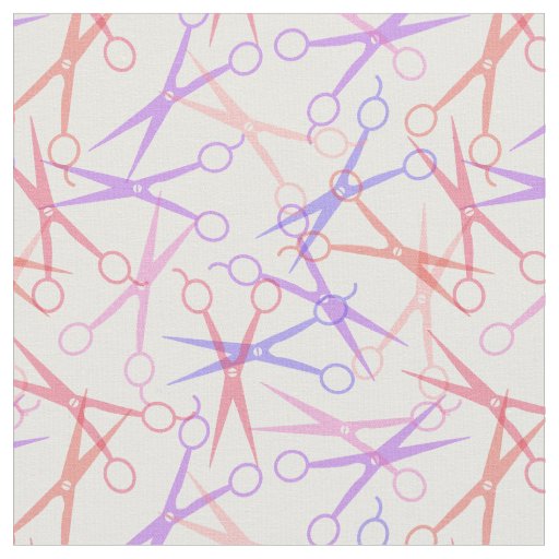 Pink Purple Coral Scissor Pattern Fabric