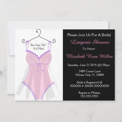 Pink  Purple Corset Lingerie Bridal Shower Invite