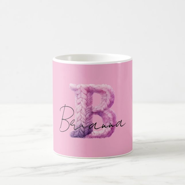 Pink Purple Cozy B Name Coffee Mug (Center)