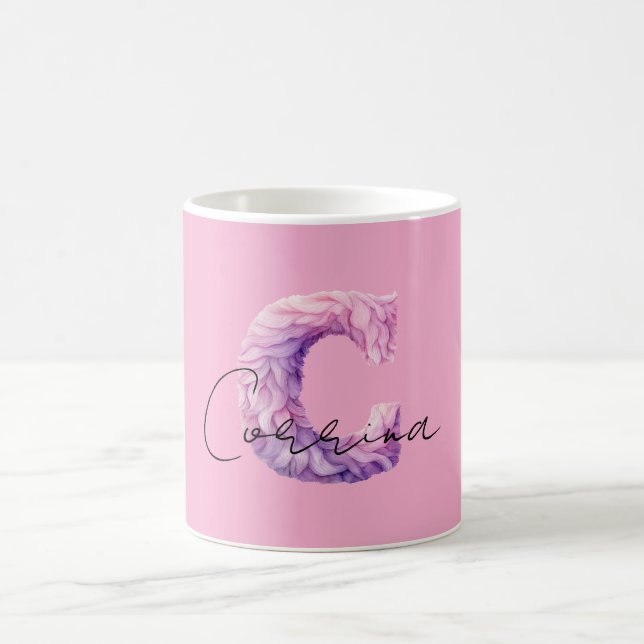 Pink Purple Cozy C Name Coffee Mug (Center)
