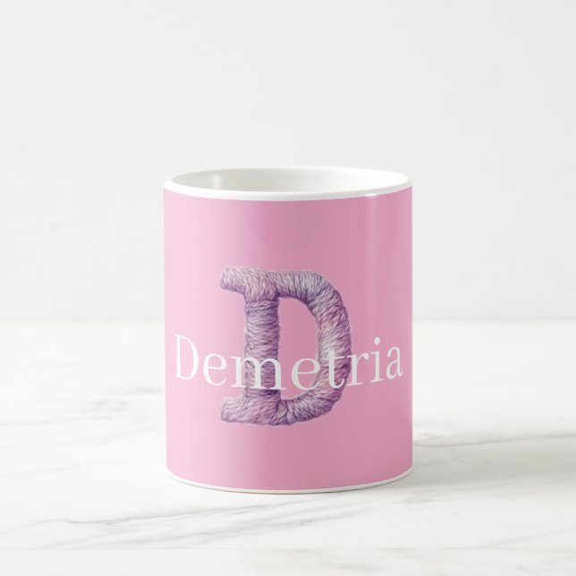 Pink Purple Cozy D Printed Name  Coffee Mug (Center)