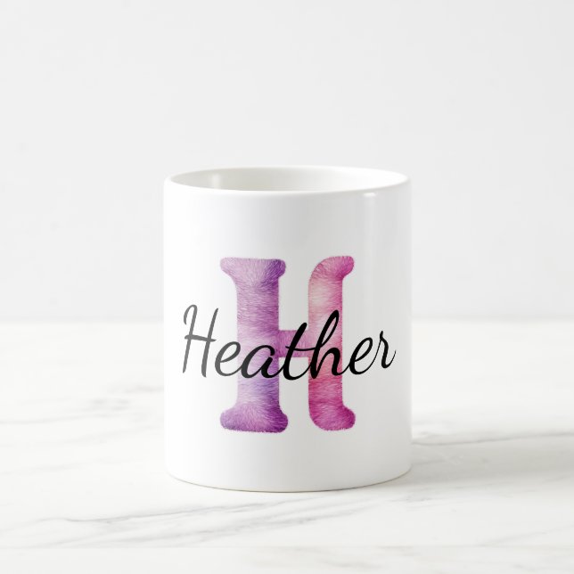 Pink Purple Cozy H Name  Coffee Mug (Center)
