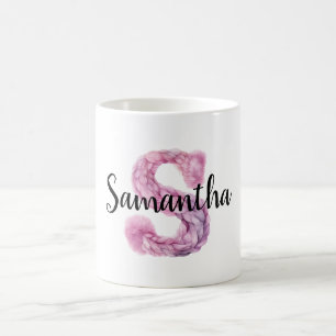 Pink Purple Cozy Letter S Name  Coffee Mug
