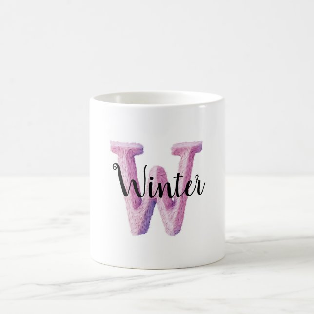 Pink Purple Cozy Letter W Name  Coffee Mug (Center)