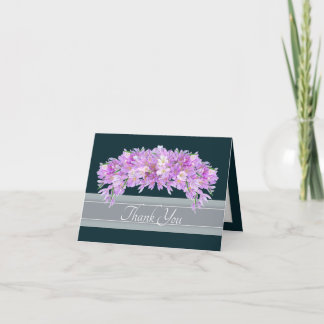 Pink Purple Crocus Botanical Floral Chic Thank You Card