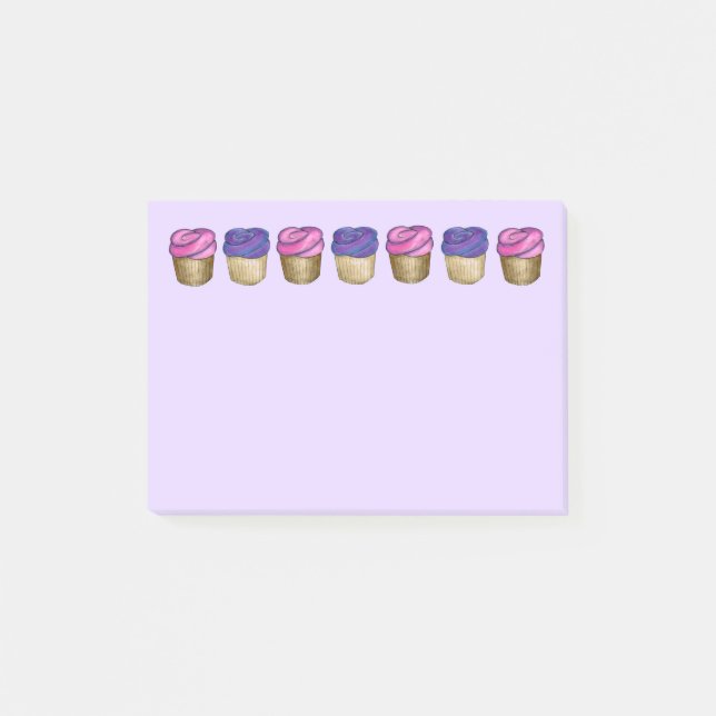 Pink Purple Cupcake Cupcakes Foodie Post Its Post-it Notes (Front)