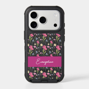 Pink Purple Custom Name Watercolor Wildflower iPhone 17 Pro Case