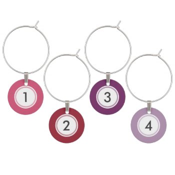 Pink Purple Custom Set Of 4 Wine Charms by mariannegilliand at Zazzle