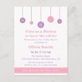 CUTE AS A BUTTON baby shower invitation - gender deals neutral - baby sprinkle invite