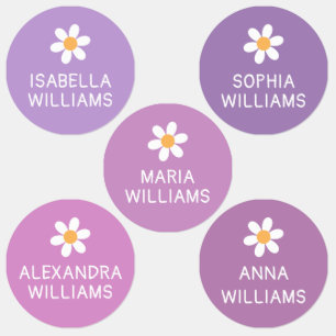 Pink Purple Cute Daisy Girls Name Clothing Labels