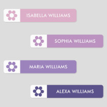 Pink Purple Cute Daisy Girls Name Iron On Labels