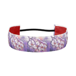 Pink purple cute orchid flowers drawing athletic headband