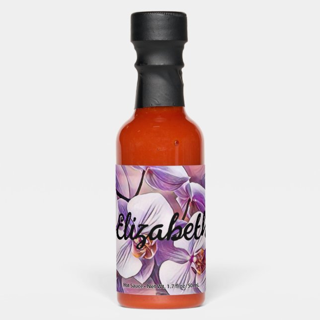 Pink purple cute orchid flowers drawing  hot sauces (Front)