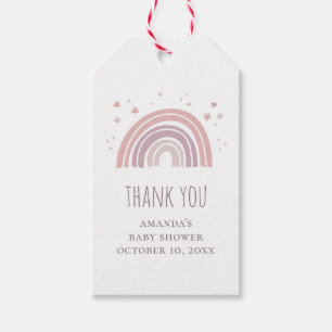 Pink purple cute rainbow baby shower thank you gift tags