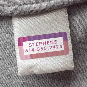 Pink purple cute stripes simple kids' name labels
