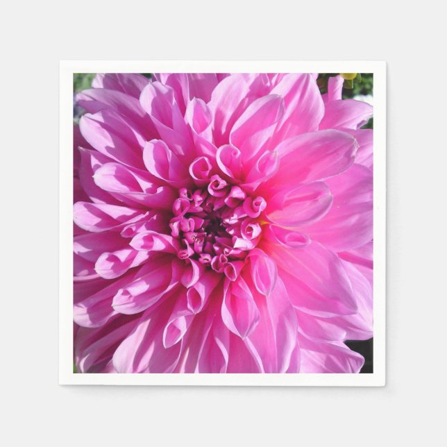 Pink Purple Dahlia Flower Napkins (Front)