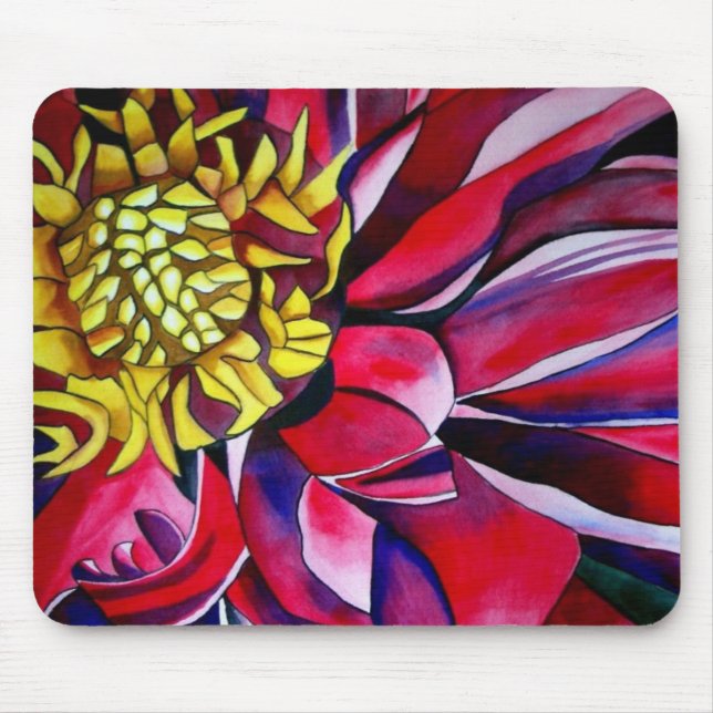 Pink purple Dahlia flower watercolor abstract art Mouse Pad (Front)