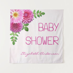 Pink Purple Dahlia Girl Baby Shower Tapestry