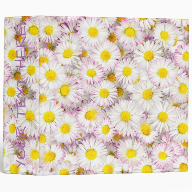 Pink Purple Daisy Flower Pattern 3 Ring Binder (Front/Spine)