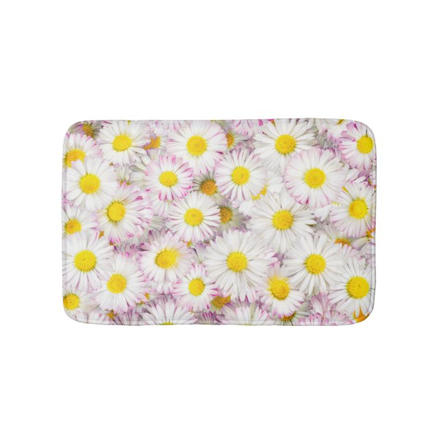 Pink Purple Daisy Flower Pattern Bath Mat (Front)