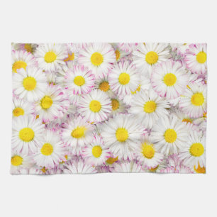 Pink Purple Daisy Flower Pattern Kitchen Towel