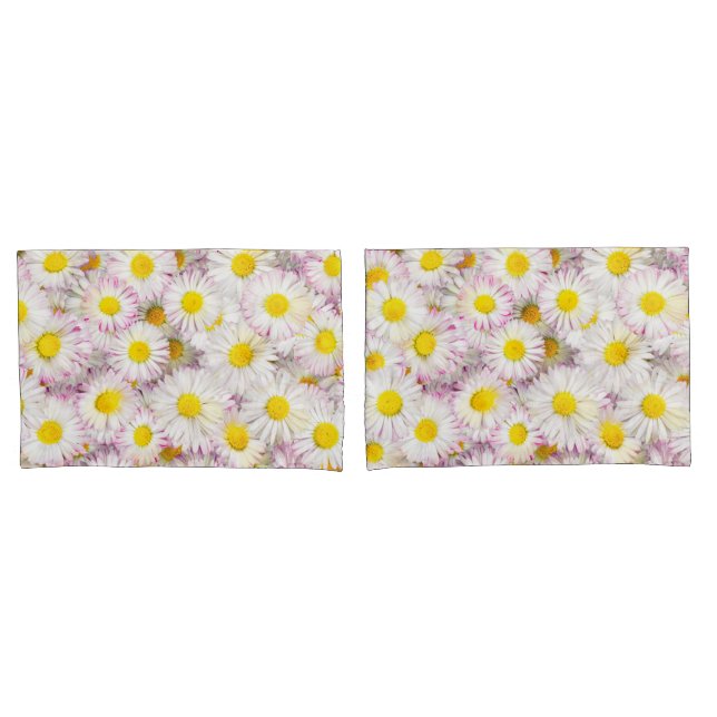 Pink Purple Daisy Flower Pattern Pillow Case (Front-Set)