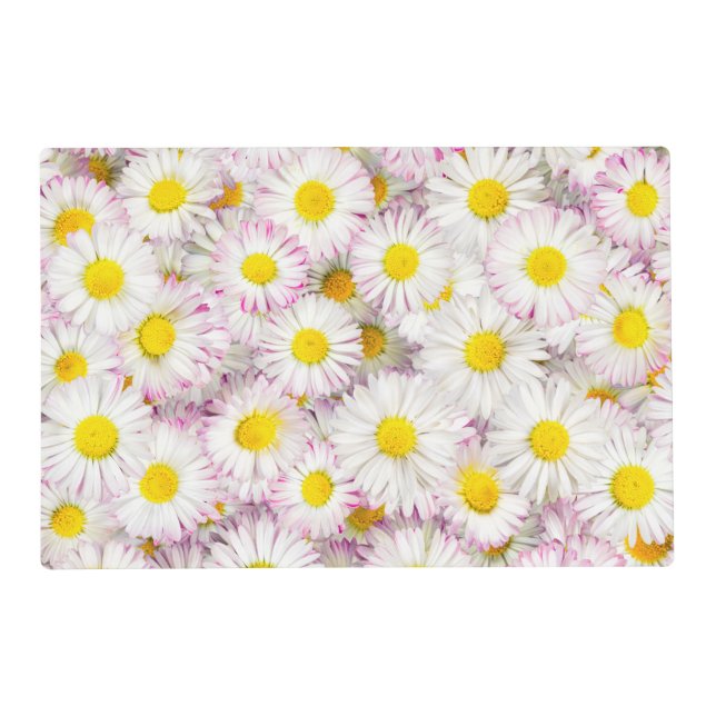 Pink Purple Daisy Flower Pattern Placemat (Front)