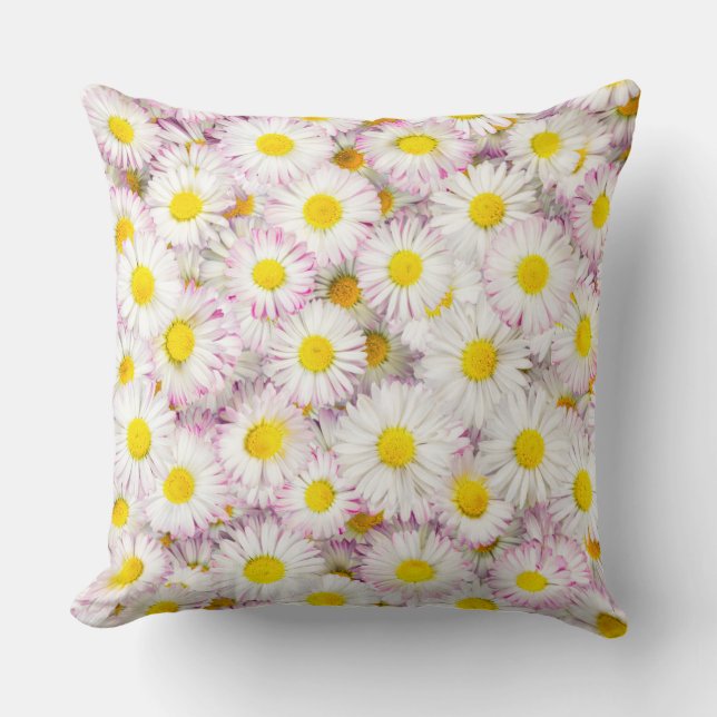 Pink Purple Daisy Flower Pattern Throw Pillow (Front)