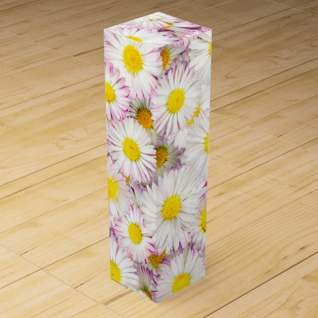 Pink Purple Daisy Flower Pattern Wine Box (Front)