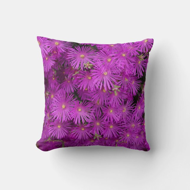 Pink Purple Daisy Flowers Pillow Cushion (Front)