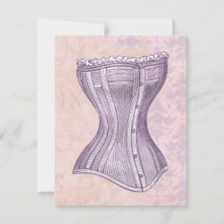 Pink Purple Damask Victorian Corset Vintage Style  Invitation
