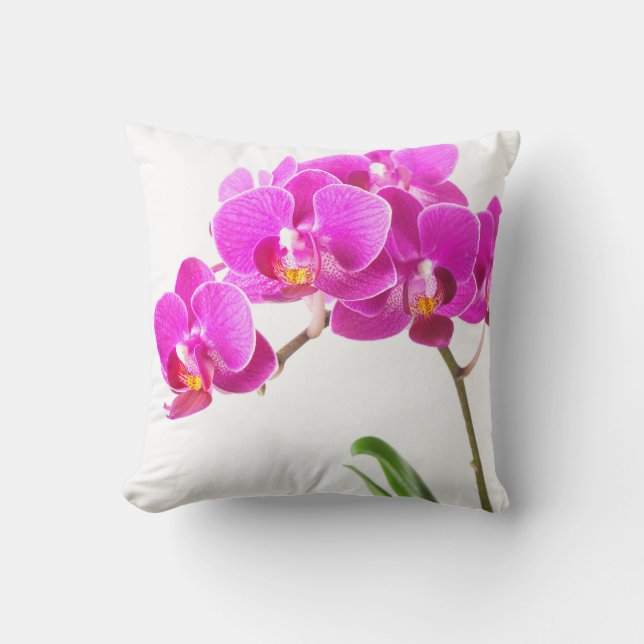 Pink Purple Dendrobium Orchid Tropical Flower Throw Pillow (Front)