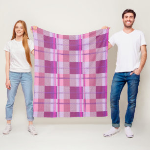 Pink Purple Diagonal Plaid Blanket