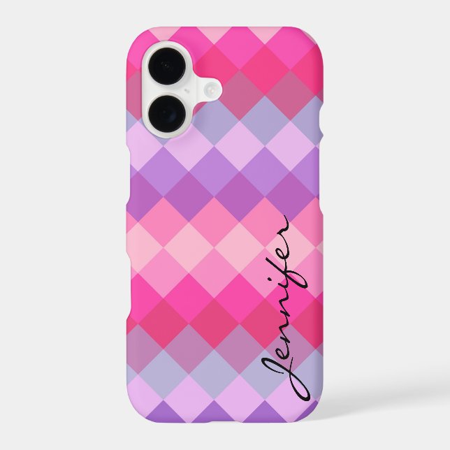 Pink Purple Diamond Geometric Pattern Iphone Case (Back)