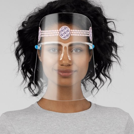 Pink Purple Diamond Pearl Princess Tiara Crown Face Shield (Insitu)