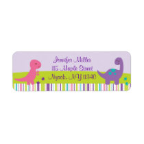 Pink & Purple Dinosaur Baby Shower Address Label