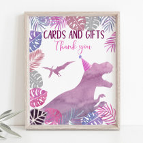 Pink Purple Dinosaur Cards and Gifts Birthday Sign