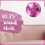 Pink Purple Disco Ball Sparkle Mirror  Large Clock<br><div class="desc">Wow that's an awesome Disco Ball Clock! This would be a great little wall clock for a girl's bedroom. Or anyone who like pink sparkly girly things that glitter and shine! (No real mirrors were used in the making of this clock) This clock is part of a small collection of...</div>