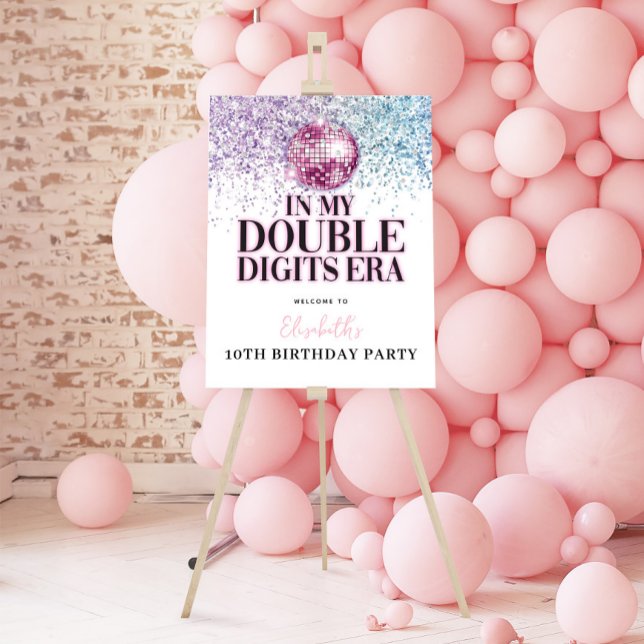 Pink Purple Disco Double Digits Birthday Welcome Foam Board (Creator Uploaded)
