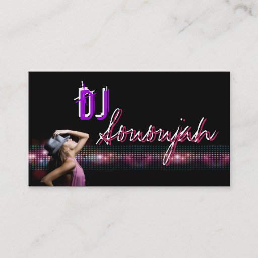 Customizable Pink Purple DJ Dance Party Business Card