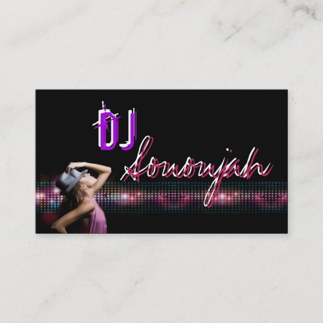 Pink Purple DJ Dance Party Business Card (Front)