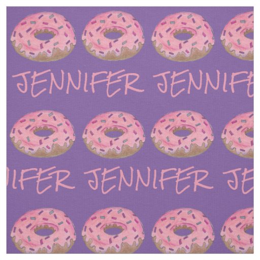 Pink Purple Donut Doughnut Donuts Name Fabric
