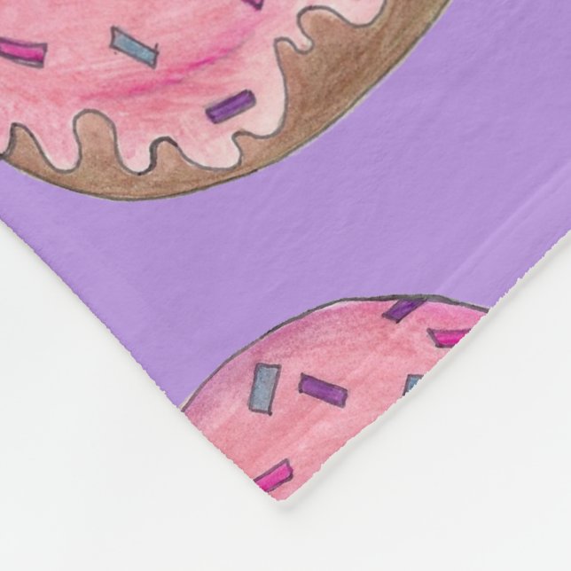 Pink Purple Donut Doughnut Junk Food Sprinkles Fleece Blanket (Corner)