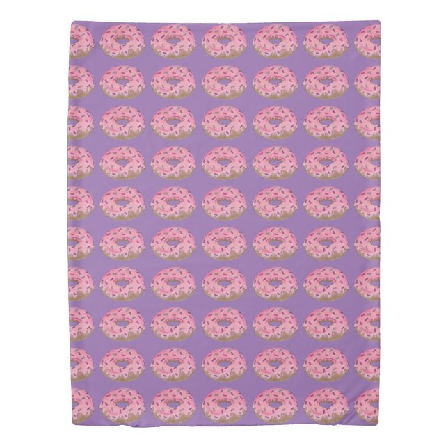 Pink Purple Donut Doughnut Sprinkles Junk Food Duvet Cover (Front)