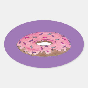 Pink Purple Donut Doughnut Sprinkles Junk Food Oval Sticker